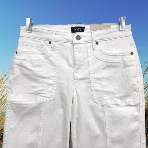 NYDJ Size 6P Optic White Wide Leg Pedal Pusher Jeans Capri Denim - Picture 3 of 7